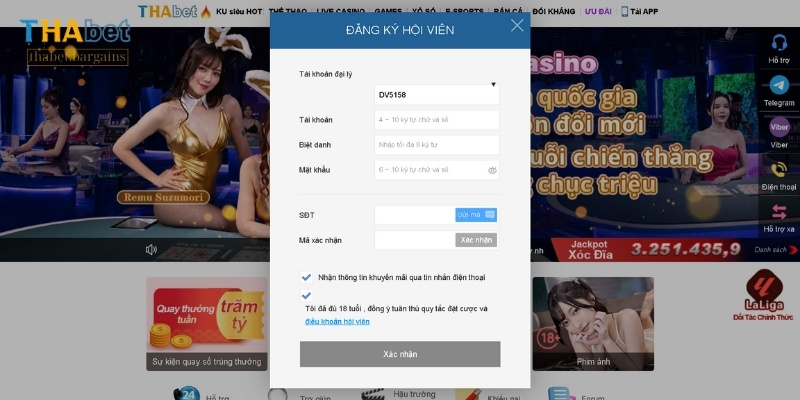 Người chơi cần cung cấp thông tin chuẩn xác để đăng ký Thabet